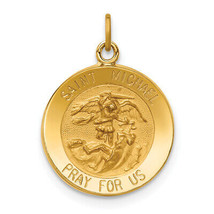 14k Solid Polished/Satin Small Round St. Michael Medal XR1719 - £220.39 GBP