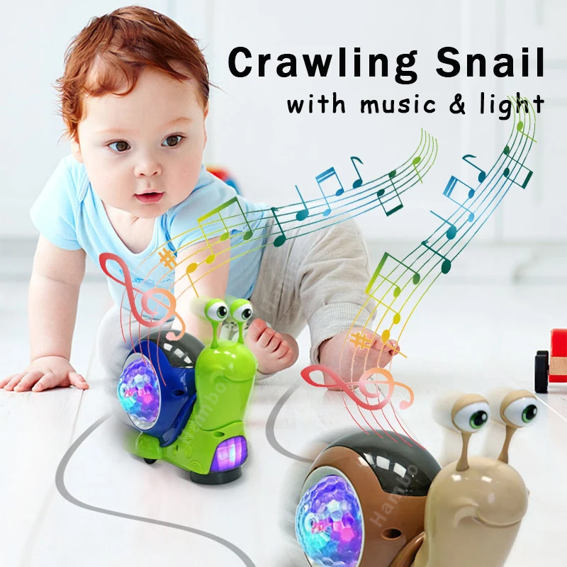 Crawling Snail Baby Toys with Music LED Light Interactive Musical Toys for Baby - £19.06 GBP