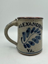 Blue Salt Glaze Pottery Mug Alexandria Virginia Signed by Harvey 18 oz 1/92 - £16.83 GBP