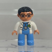Lego Duplo Doctor Figure w/Stethoscope Glasses White Coat Blue Scrubs - £5.44 GBP