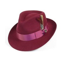 Mens Bruno Capelo Hat Australian Wool Fedora Teardrop Crown Fabio FB226 Burgundy image 2