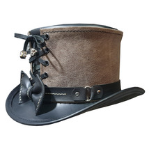 Vest And Bow Black Leather Top Hat - £259.19 GBP