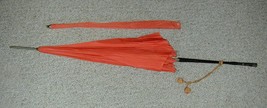 Antique Umbrella With Cover &amp; Sterling Handle Salmon Color Never Used - £55.03 GBP