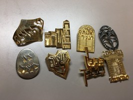 Lot of 8 M. Katz Jerusalem Hebrew Pins Brooches Metal Pendants Jewelry Judaica - £89.24 GBP