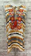 Savanna Jane Sleeveless Top Orange Tie Dye Embroidered Bohemian Size S NEW - £31.27 GBP