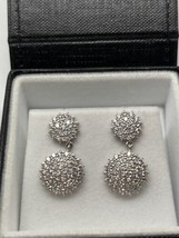 Anna Zuckerman Luxury Lab CZ Diamond  Crystalline Earrings Platinum 925S New - $58.41