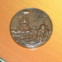 1969 Apollo 11 Moon Landing Bronze Medal Coin Token Rubber Teck High Relief Rare - £94.27 GBP