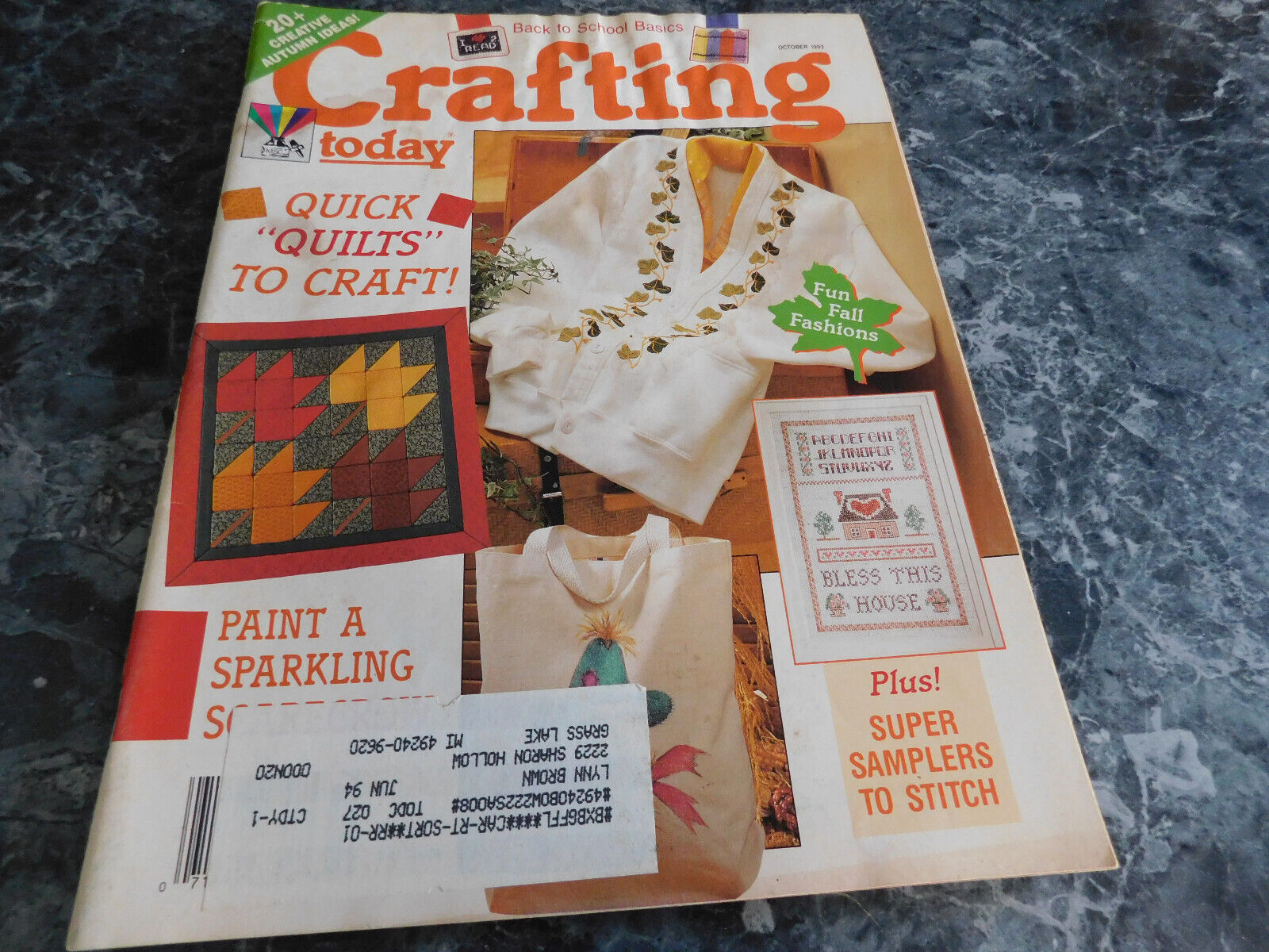 Crafting today Magazine October 1993 Back to School Basics - $2.99
