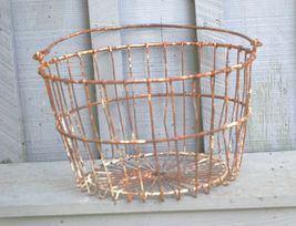 Primitive Rustic Gathering Egg Basket Planter Farmhouse Heavy Metal - $59.39