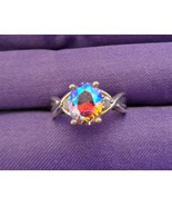 Mystic Topaz &amp; Simulated Diamonds 925 Sterling Silver Ring 3.7 Grams Size 8 - £12.63 GBP