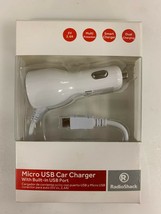 RadioShack 5V/2.4A w/ 6-Foot Coiled Fixed Micro USB CLA (White) Car Charger - £7.85 GBP