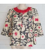 Nanette Lepore 4 Gray Cream Orange Beaded Floral High Waist Lined Jacket - $24.75