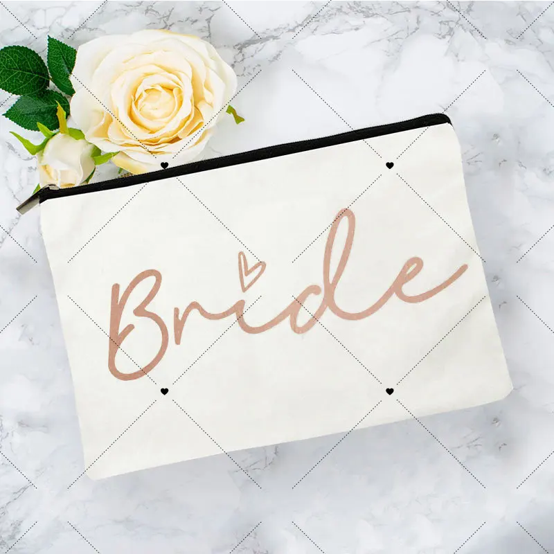 Team Bride  Printed Love Logo Women Makeup Pouch Bridesmaid Pocket Lipstick Make - £45.47 GBP