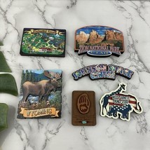 Travel Magnets Lot of 6 Oregon Wyoming Zion Utah 3d Wood Souvenirs - $16.82
