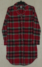 New Womens Lands&#39; End Red Plaid Super Soft Flannel Nightshirt Size Xs (2-4) - £20.14 GBP