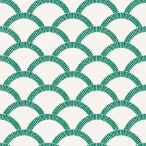 Emerald Green Mosaic Scallop Tempaper Removable Peel And Stick Wallpaper, 20.5&quot; - £29.83 GBP