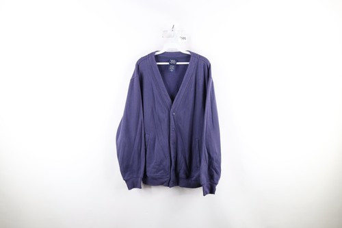 Vintage 90s Streetwear Mens Medium Faded Blank Snap Button Cardigan Swea... - $33.62