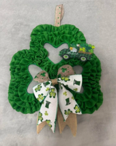 St. Patrick&#39;s Day Wreath, Home Decor, Irish, Green, Burlap, Clover, Farm... - $9.41