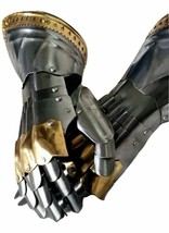 Medieval Black Gauntlets with Brass Knight Armor Halloween Gift - £63.52 GBP