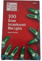 HOME ACCENTS Holiday 100 Green Incandescent Mini Lights Indoor/Outdoor New - $10.85
