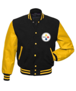 Pittsburgh Steelers Black &amp; Yellow Wool Varsity Jacket –NFL Letterman Bo... - €129,06 EUR+