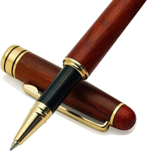 Genuine Rosewood Ballpoint Pen Writing Set - Extra 2 Black Ink Refills - Fancy N - £12.96 GBP