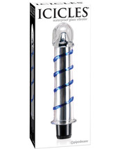 Icicles No. 20 Hand Blown Glass Vibrator Waterproof - Clear W/blue Swirls - £32.07 GBP