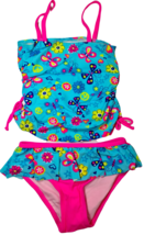 Oxide Little Girls&#39; Flutterby Two-Piece Swimsuit Bluefish/Knockout Pink - Size 4 - £15.14 GBP