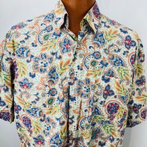 Alan Flusser Paisley Button Up XL Shirt Short Sleeve Floral - £47.95 GBP