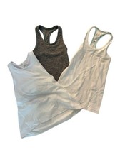 Lot of 3 IVIVVA Activewear Tops Lululemon Girls Tanks White Gray Sz 7 - £19.61 GBP