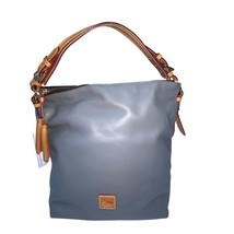 Dooney Bourke Hobo Shoulder Bag Gray Smooth Leather McKenzie Tassels Charcoal - £234.88 GBP