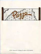 Pazzo Italian Restaurant Menu W Ontario St Chicago Illinois 1980&#39;s - £21.81 GBP
