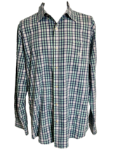 Chaps Easy Care Men&#39;s Long Sleeve Plaid Button Down Shirt Blue XXL - $14.24