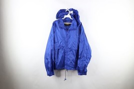 Vintage 90s Eddie Bauer Mens Size Large Packable Hooded Windbreaker Jacket Blue - £34.84 GBP