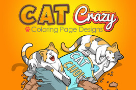 10 COLORING PAGES Cats, Kittens, Funny, Cute, Adult Coloring Book ; Animal Desig - £0.78 GBP