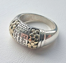 David Yurman 925 Sterling Silver, 14 K Gold Diamond Ring Size 5.75 - £111.36 GBP