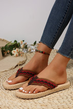 Fiery Red Woven Strap Flat Flip Flops - $12.62