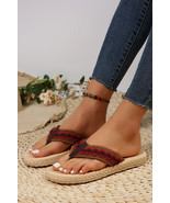 Fiery Red Woven Strap Flat Flip Flops - $17.47 CAD
