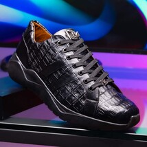 Nino Men'sGenuine Caiman Crocodile Fashion Sneaker Black image 7