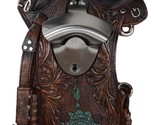 Rustic Western Cowboy Horse Saddle Tooled Floral Faux Leather Wall Bottl... - $27.99