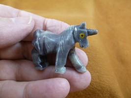 Y-UNI-32) gray UNICORN SOAPSTONE carving figurine GEMSTONE horse I love ... - $8.59
