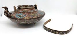 Antique Cloisonne Teapot Japan Bronze &amp; Gold Wire Teapot Namikawa Yasuyuki - £1,522.68 GBP