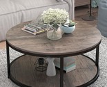 Round Coffee Table, 36&quot; Coffee Table For Living Room, 2-Tier Rustic Wood... - £230.40 GBP