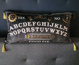 Cynthia Rowley OUIJA/Spirit Board Black Cushion Couch/Bed Pillow Goth 28”x15” - £36.78 GBP