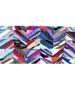 Vintage Quilt Crazy Barkcloth Silk Cotton Print Multi-Color Quilted 90 x 83 - €132,67 EUR