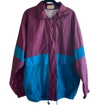 VTG 90s Golfsmith Golf Nylon Mens Windbreaker Jacket  Sz L Purple Green Vented - £12.51 GBP