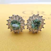 0.5 Carat Pink Green Blue Yellow Moissanite Stud Earrings S925 Women Jewelry Wed - £89.41 GBP