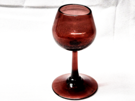 Vintage Empoli Italy Plum CRACKLE GLASS 6½&quot; Wine Stem Art Glass - Hand B... - £19.39 GBP