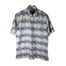 Van Heusen Mens Short Sleeve Button Down Polo Blues Grays Pattern Size M - $21.26 CAD