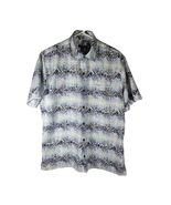 Van Heusen Mens Short Sleeve Button Down Polo Blues Grays Pattern Size M - $15.36